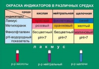 Таблица Окраска индикаторов в различных средах (винил) - «globural.ru» - Сыктывкар