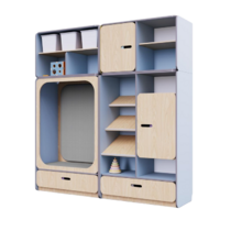 Детская стенка с местом для хранения и прямоугольной зоной отдыха из коллекции «НЕГА» (цвет голубой) - «globural.ru» - Сыктывкар