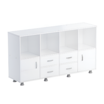 Шкаф-стеллаж верхняя часть без дверок, нижняя часть с 4 - мя ящиками и 2-мя дверками (белый) - «globural.ru» - Сыктывкар