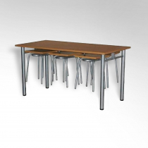 Стол обеденный 6-ти местый на металлокаркасе с навесами под табурет - «globural.ru» - Сыктывкар